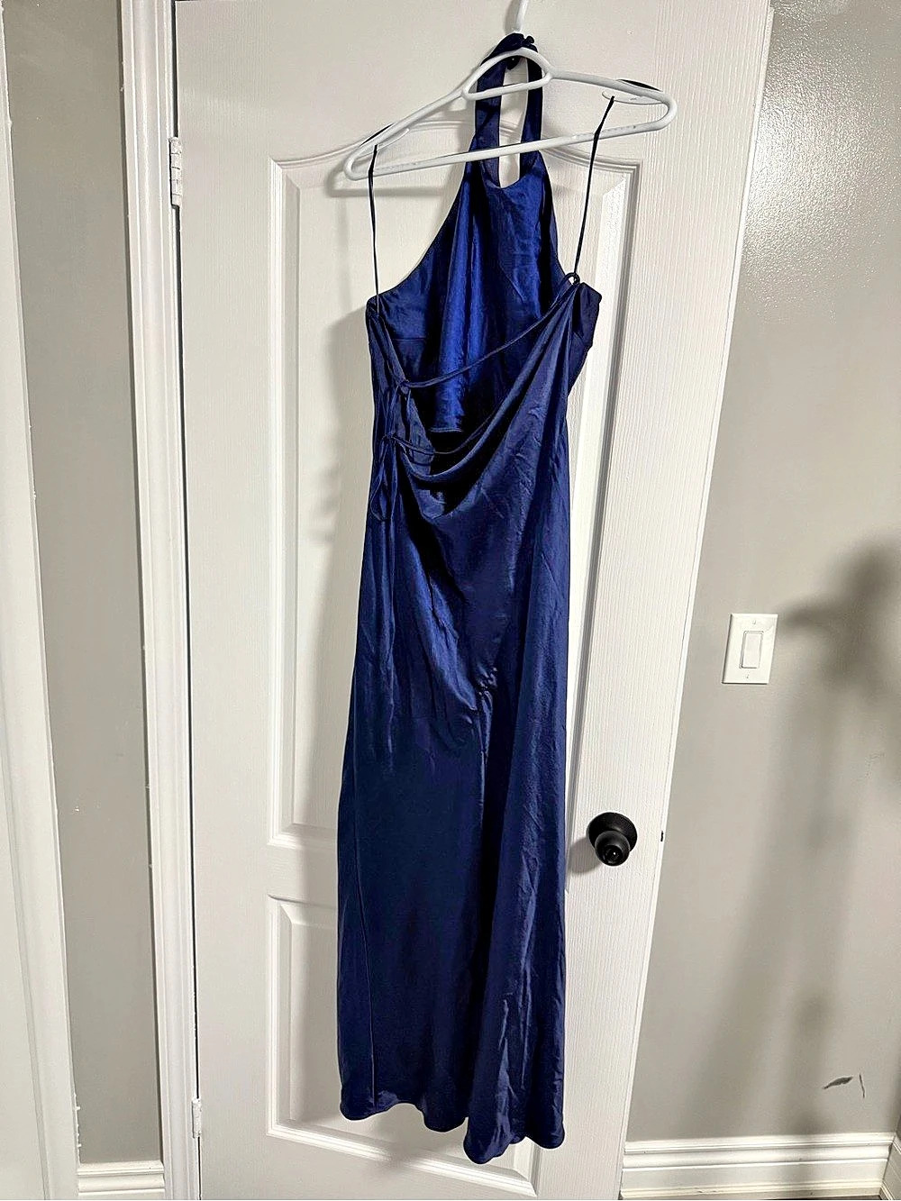 Dynamite Draped Maxi Dress in Blue Size Large